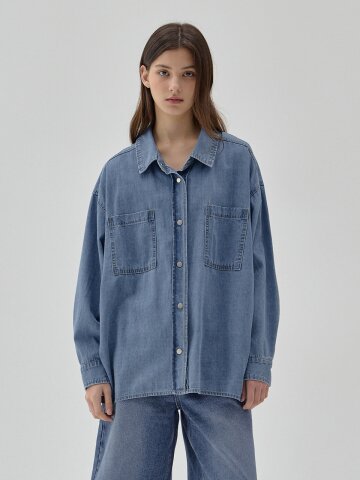 DENIM BACK TUCK OVERSIZE SHIRT BLUE R6
