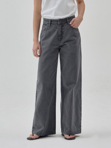 DENIM WIDE LOOSE LONG PANTS GREY R6