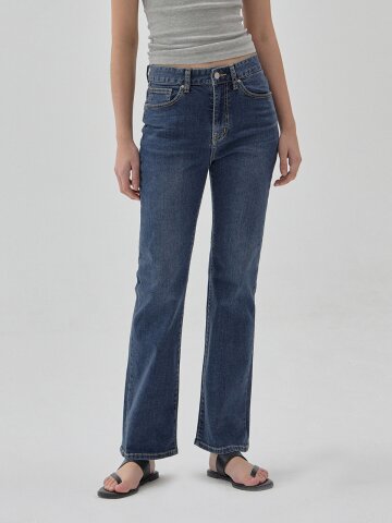 DENIM STRETCH SLIM SEMI BOOTS CUT PANTS INDIGO R6