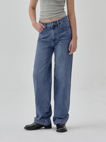 DENIM BASIC SEMI WIDE PANTS INDIGO R6