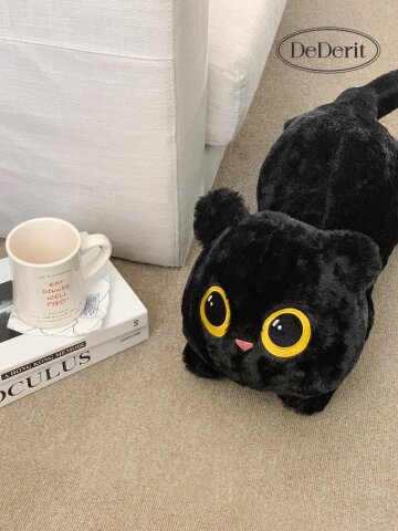 데데리트 귀여운 고양이 엎드린 깜냥이 큰 대왕 인형 쿠션 바디필로우 베개 인테리어 소품 침실 집들이 생일 친구 우정 커플 선물