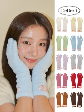 데데리트 따뜻한 겨울 비비드 컬러풀 핑거홀 터치 울 니트 장목 롱 장갑 핸드워머 연말 생일 친구 커플 선물 10컬러 택1