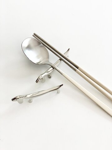 스텐 닥스훈트 수저 커트러리 받침대 4P 세트
