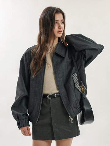 WD_Zip-up blouson jacket_CHARCOAL