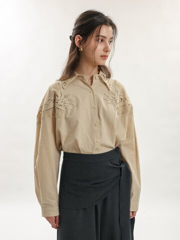 WD_Floral embroidery shirt_BEIGE