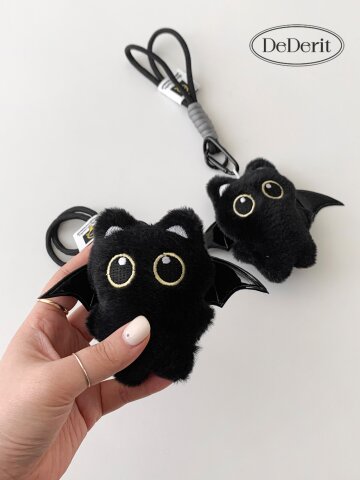 데데리트 귀여운 동물 검정 고양이 블랙 악마날개 깜냥이 인형 키링 가방 인싸 키홀더 열쇠고리 생일 친구 우정 커플 선물