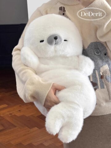 데데리트 귀여운 동물 잠자는 화이트 통통 물범 큰 대형 인형 바디필로우 쿠션 인테리어 소품 집들이 생일 친구 커플 선물
