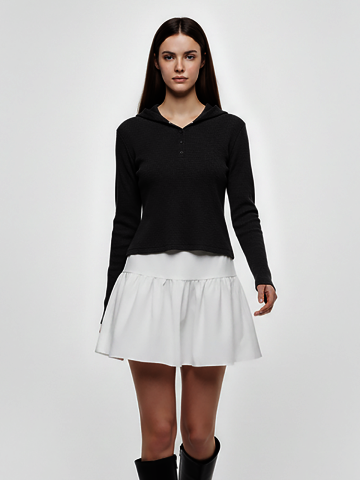 티어드 볼륨 미니스커트(블랙,화이트)/W261SK01