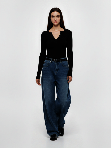 와이드피트 릴렉스드 워시드 데님팬츠(미드)/W261PT04