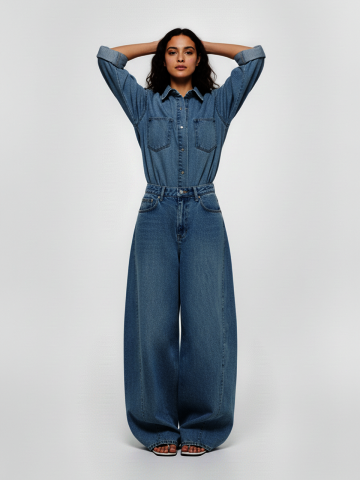 벌룬피트 커브드 슬릿 데님팬츠(라이트)/W261PT06