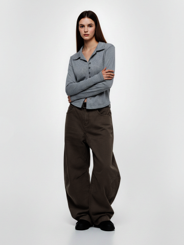 커브드피트 가먼트 워시드 워크 코튼팬츠(브라운)/W261PT10