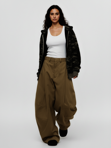 커브드피트 볼륨 실루엣 코튼팬츠(블랙,브라운,베이지)/W261PT11