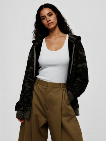 카모플라쥬 자카드 후디드 집업(밀리터리)/W261TP11