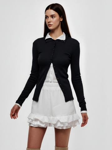 텐셀 프렐 슬림 모크넥 가디건(차콜,핑크)/W261OT03