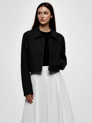 미니멀 히든 포켓 크롭 데님 자켓(블랙)/W261OT04