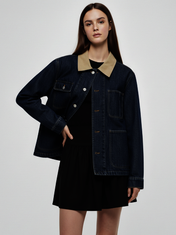 데님 프렌치 하프 워크 자켓(블루)/W261OT06