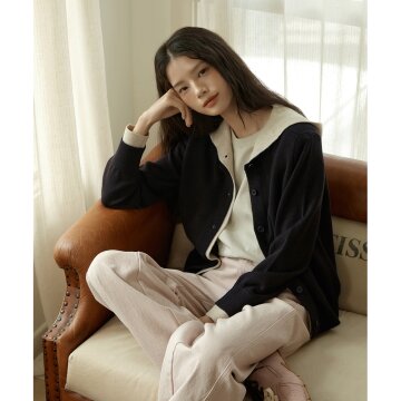 울 블렌드 후드 레이어드 가디건_브라운 1종