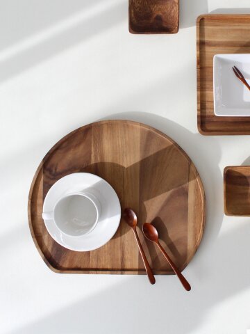 아카시아목 반달 혼밥 우드 트레이 나무 쟁반

