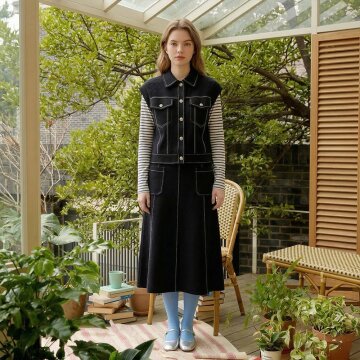 데님라이크 니트 스커트 [차콜] 1종