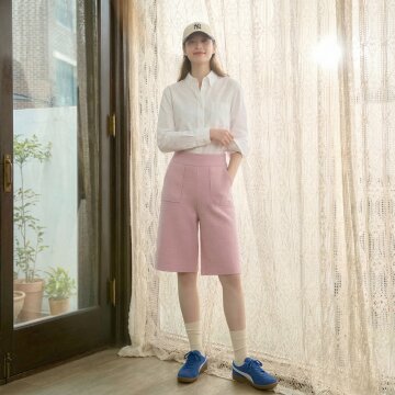 데님라이크 니트 버뮤다 팬츠 [핑크] 1종