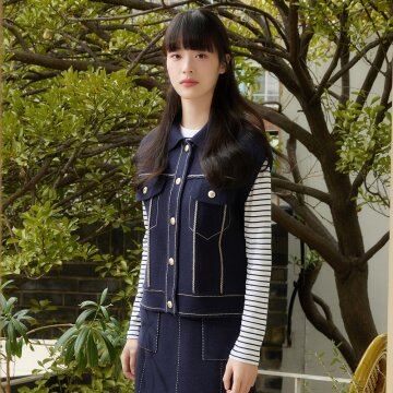 데님라이크 니트 베스트 [인디고] 1종