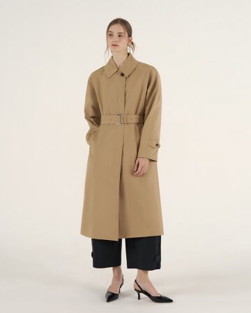 맥 히든 롱 트렌치 코트 - 베이지