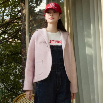 울 블렌드 후드 니트 재킷 [핑크] 1종