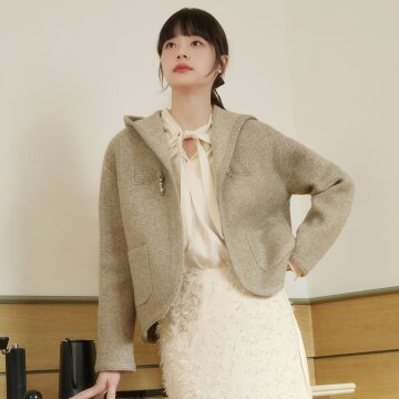 울 블렌드 후드 니트 재킷 [모카] 1종