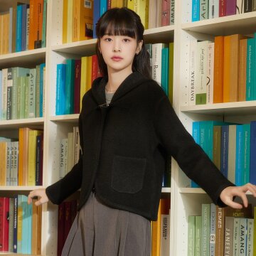 울 블렌드 후드 니트 재킷 [블랙] 1종