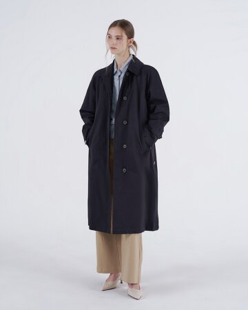 맥 히든 롱 트렌치 코트 - 블랙