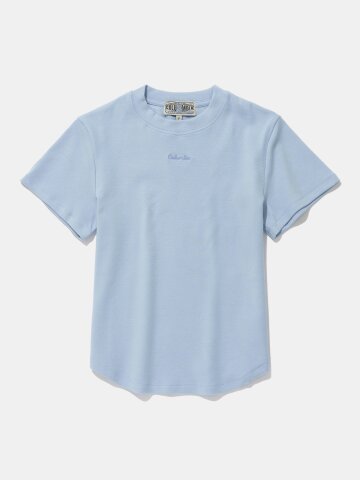 TINY SCRIPT LOGO WOMEN SLIM-FIT S/S T-SHIRTS_LIGHT BLUE