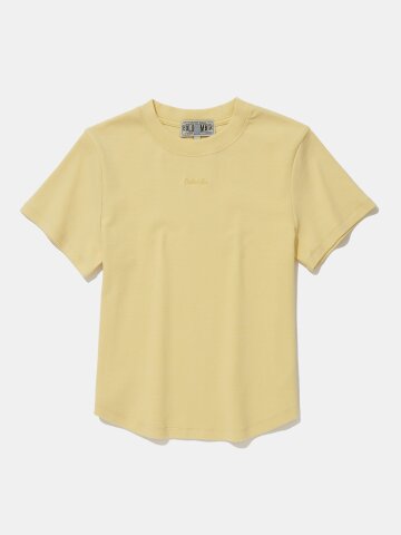 TINY SCRIPT LOGO WOMEN SLIM-FIT S/S T-SHIRTS_LIGHT YELLOW