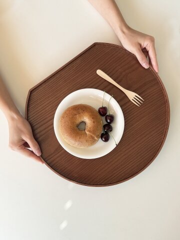 반달 하프라운드 우드 트레이 혼밥 쟁반
