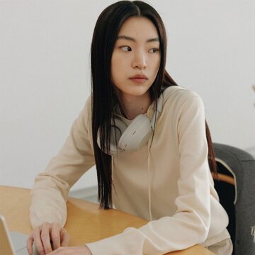 여성 실크블렌디드 후드 니트-아이보리 1종