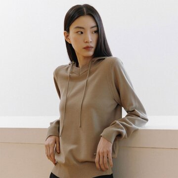 여성 실크블렌디드 후드 니트-베이지 1종