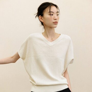 여성 브이넥 돌먼니트-아이보리 1종