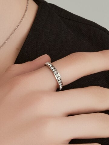 남자 여자 공용 슬림 큐빅 밴드 링 반지 LMSTWR003