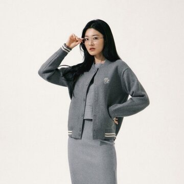 여성 울블렌디드 니팅 보머 점퍼-그레이 1종