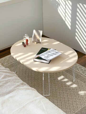 접이식 혼밥 식탁 밥상 원룸 오벌테이블 사이드 테이블 3컬러
