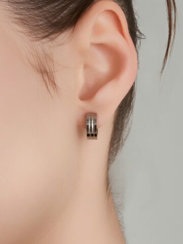 남자 여자 공용 두줄 원터치 링 귀걸이  LMSTEE011