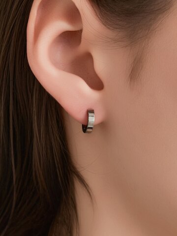 베이직 스틸 원터치 링 귀걸이 LMSTEE005