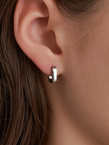 남자 여자 공용  스퀘어 스틸 원터치 귀걸이 LMSTEE002