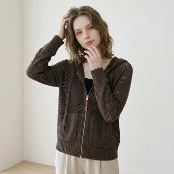 여성 크로셰 후드집업-브라운 1종