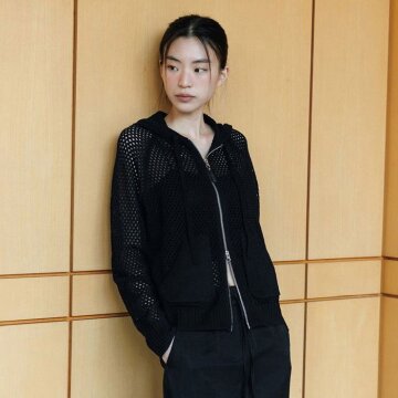 여성 크로셰 후드집업-블랙 1종