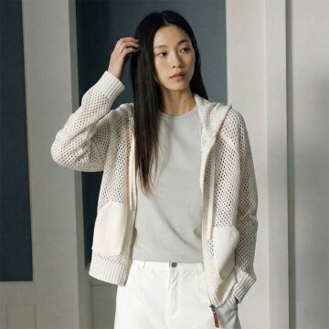여성 크로셰 후드집업- 크림 1종