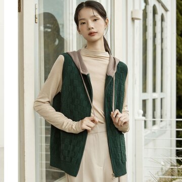 후드 자카드 니트베스트 1종