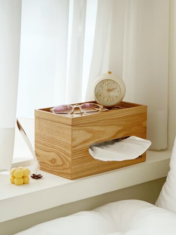 국내제작 트레이 티슈 케이스 원목 티슈커버 2컬러
