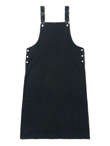 코튼 베어 오버롤 롱 원피스 (블랙)