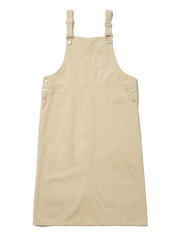 코튼 베어 오버롤 롱 원피스 (베이지)