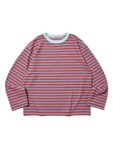 스트라이프 레이어드 긴팔티셔츠 (레드)